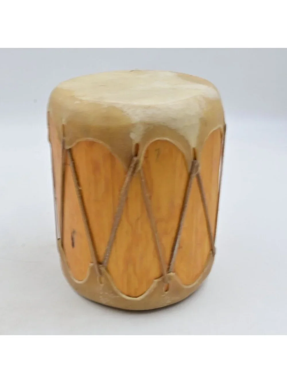 Native American Taos Pueblo Hand Made Rawhide Wood Drum W/ Mallet
